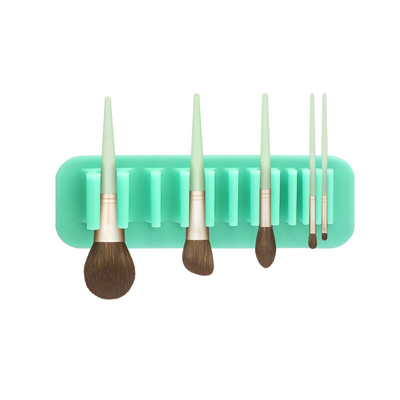 Silicone Makeup Brush Holder Wall-Mounted Soft Durable Reusable Convenient Easy Operation Suit for Bathroom Bedroom G10: Green