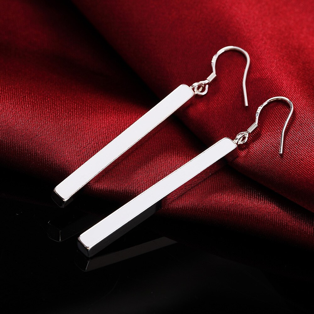 Orecchini pendenti lunghi a forma di bastone in argento Sterling 925 gancio temperamento moda donna matura gioielli di alta qualità