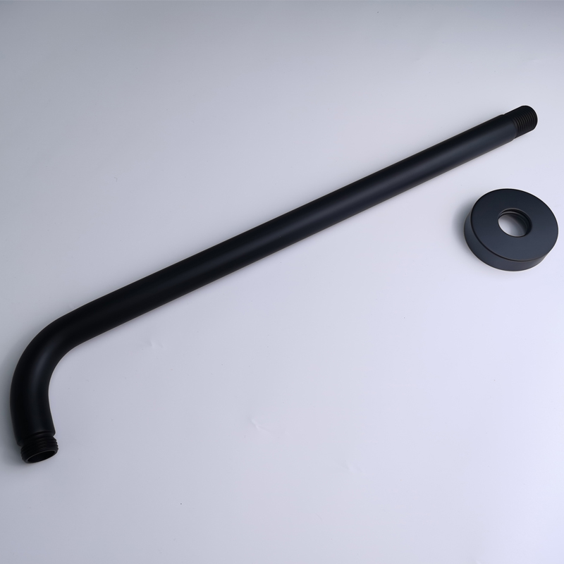 Rustfrit stål vægmontering loft mount bruser arm top regnbruser holder firkantet rund brusehoved rør sort
