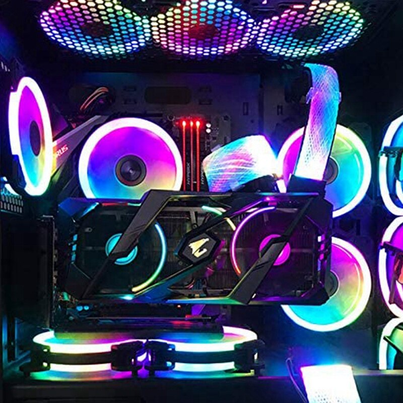 Dubbele 8 Pin Pcie Rgb Verlengkabel, cpu Synchronisatie 8Pin Argb Verlengkabel Voor Beeld Kaart Via 5V Synchrone