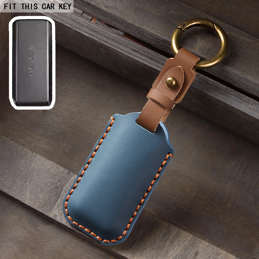 Funda de cuero para llave de coche, funda para mando de llaves inteligente para Volvo S60 V60 S90 V90 Xc40 C40 Xc60 Xc90 Polestar 2 3 4 5 6: Azul