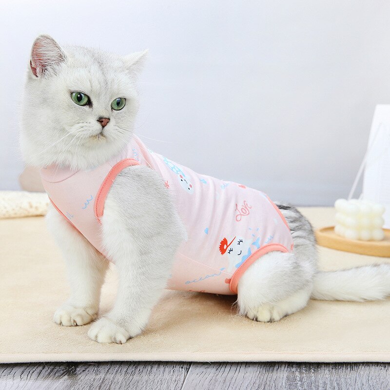 Vêtements de stérilisation pour chat, tenue de chirurgie douce et fine, anti-léchage, garde au , produits de beauté pour animaux de compagnie, costume de récupération pour chat, mignon: Rose / L
