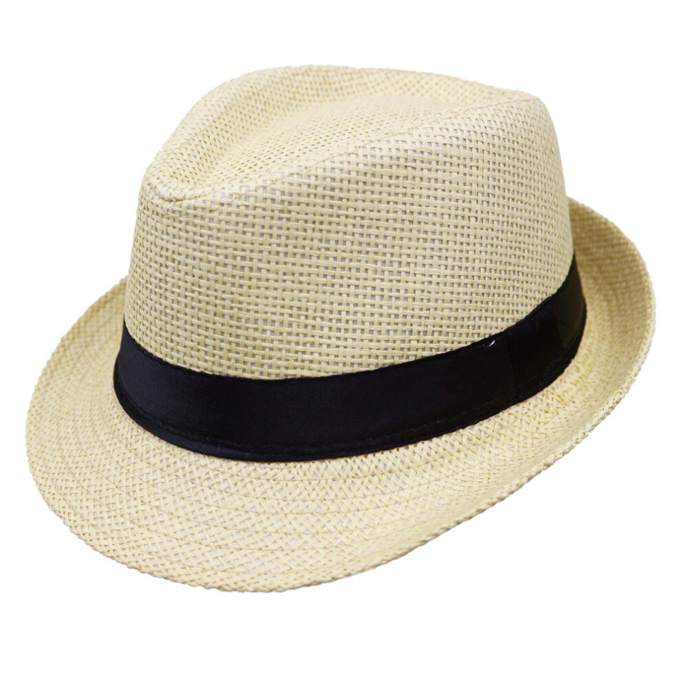 Sombrero de paja Panamá para niño y niña, sombrero de Sol de estilo veraniego, Trilby, apto para playa, 54 cm, ,