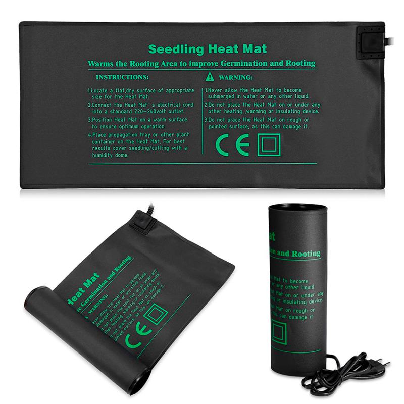 Durable Seedling Heat Mat Plant Seed Germination Propagation Clone Starter Pad Warm Hydroponic Heating Pad 52 X 24cm: Black