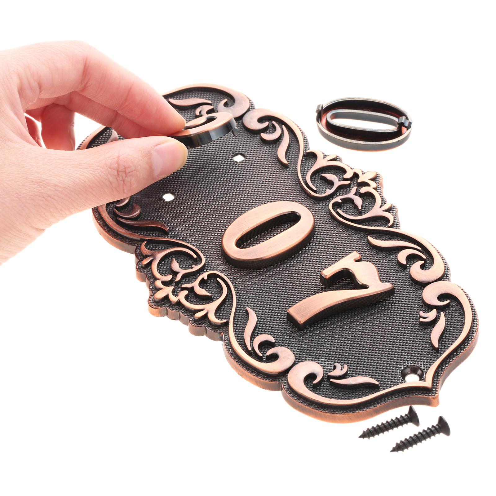 3/4 Digit House Number Door Plate Imitation Metal Sign Plastic Outdoor Mailbox Hotel Apartment 0-9 with Self Adhesive Sticker