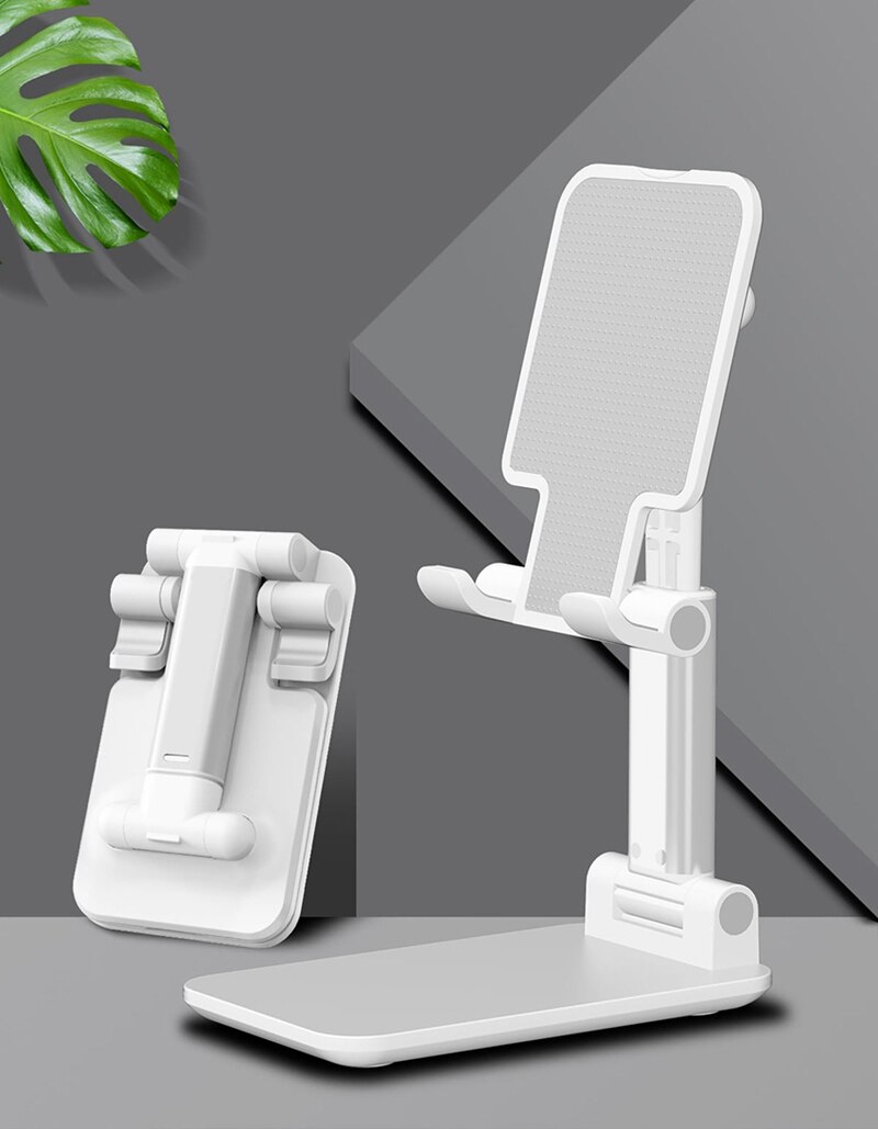 Soporte de escritorio Universal ajustable de Metal para teléfono, soporte delgado para IPhone 12 ProMax, Xiaomi, tableta: White-T1