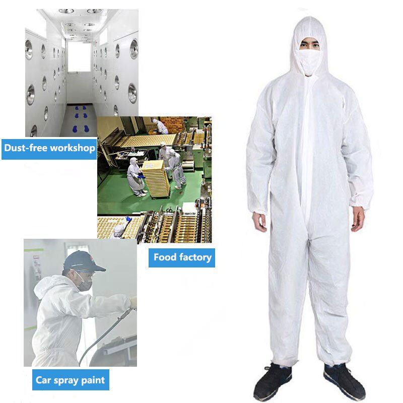 Unisex Sanitary Protection Jumpsuit Hazmat Suit Zip Isolation Protective Coveralls Disposable Anti Dust Sanitary Safety Clothing