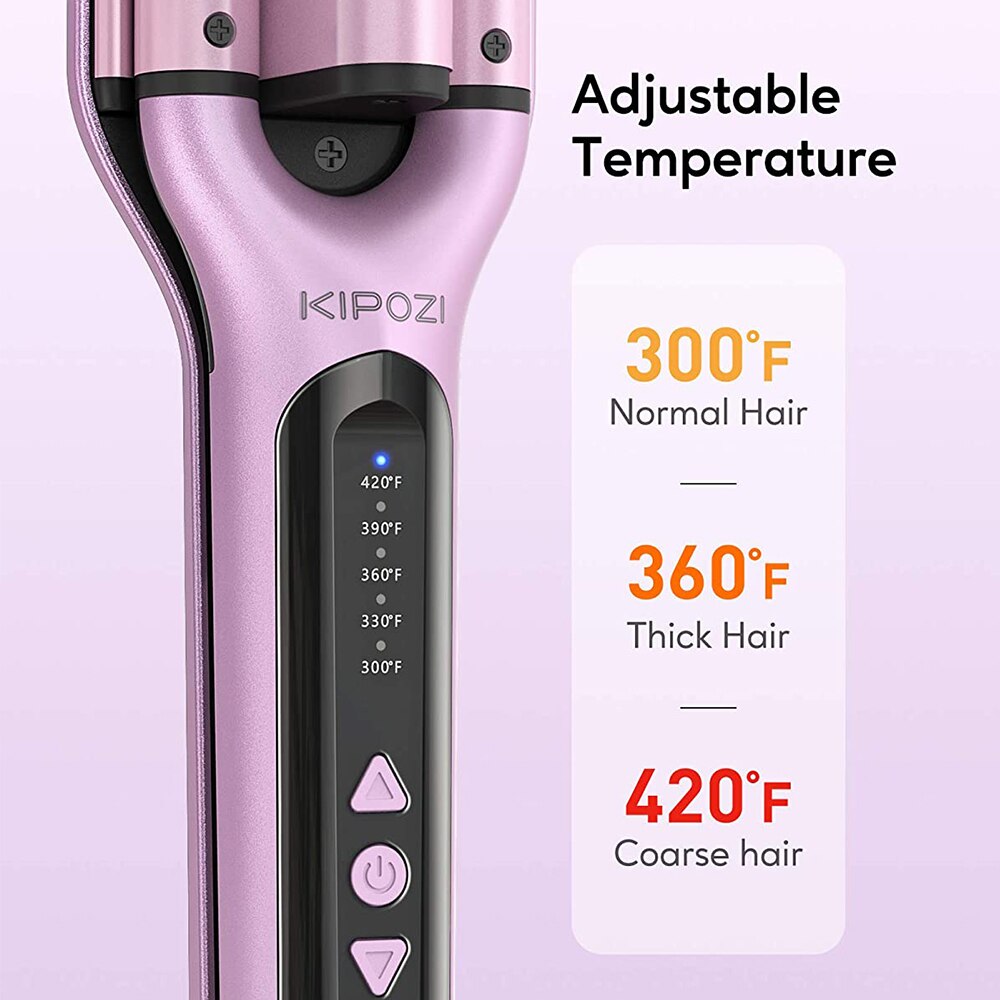 KIPOZI KP-JFB280 Professiona Beauty Beach Waves Curling Iron U-Shaped Ceramic Barrel Locking Button Dual Voltage Salon Hair Tool