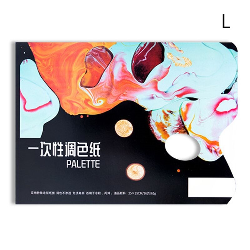 Malemateriale papir engangs vaskbar farvepalet 36 ark farvet papir gouache akryl toning: L