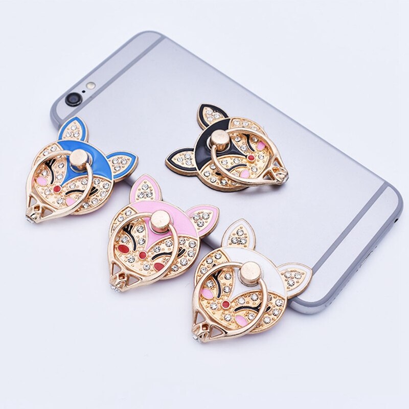 Metal Diamond Fox Mobile Phone Bracket Universal Paste Metal Anti-fall Lazy Bracket Mobile Phone Ring Buckle Phone Holders