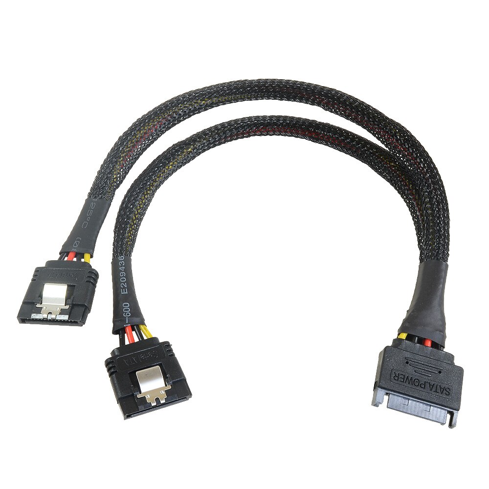 30CM SATA 15Pin Male to Female Power Extension Cable 1 to 2 HDD SSD Power Supply Cable SATA Power Cable for PC