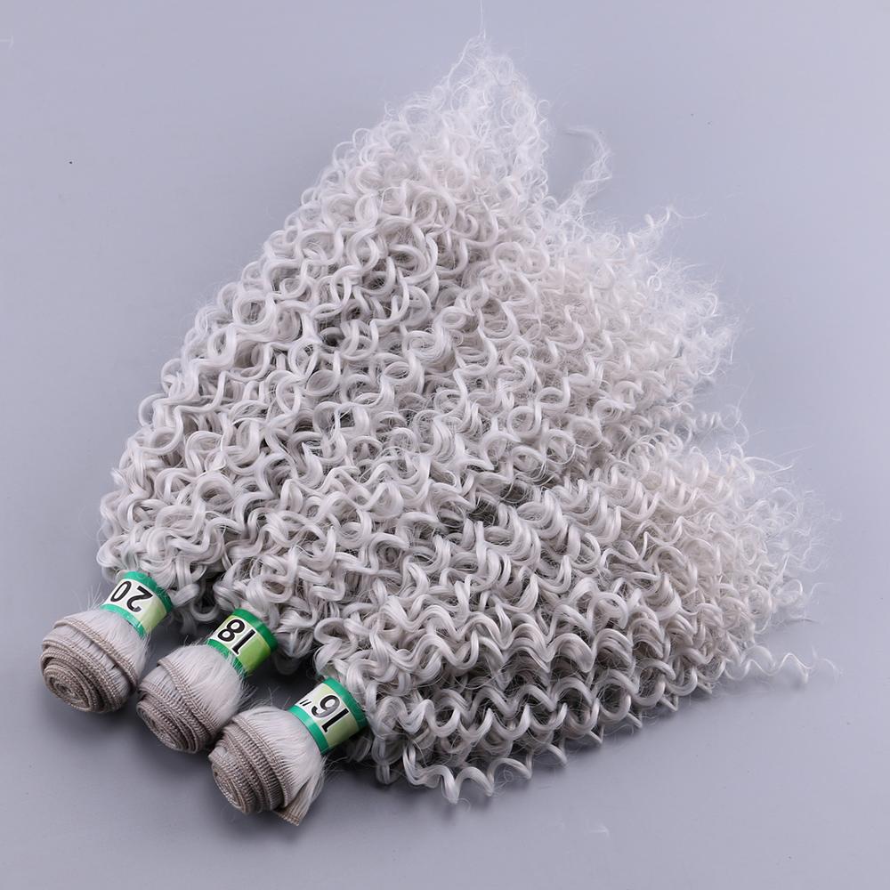 Tissage synthétique Afro crépu bouclé gris clair | Lot de 3 pièces de mèches 210 à haute température