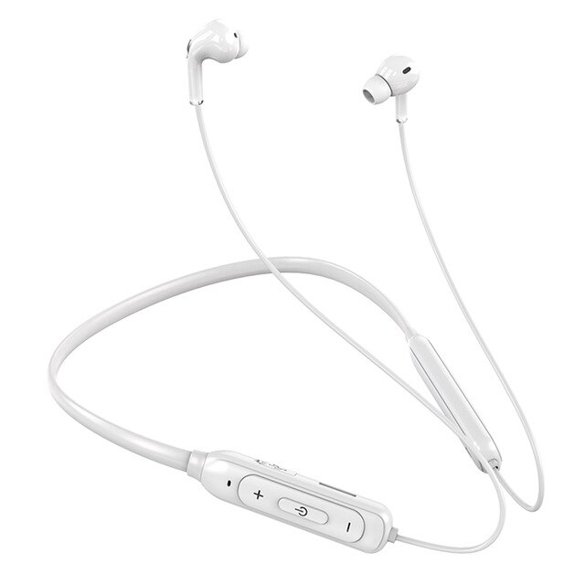 Bluetooth Koptelefoon Draadloze Nekband Koptelefoon Met Mic Ondersteunt Geheugenkaart (64G) 8H Muziek Tijd Voor Gym Sport: WHITE