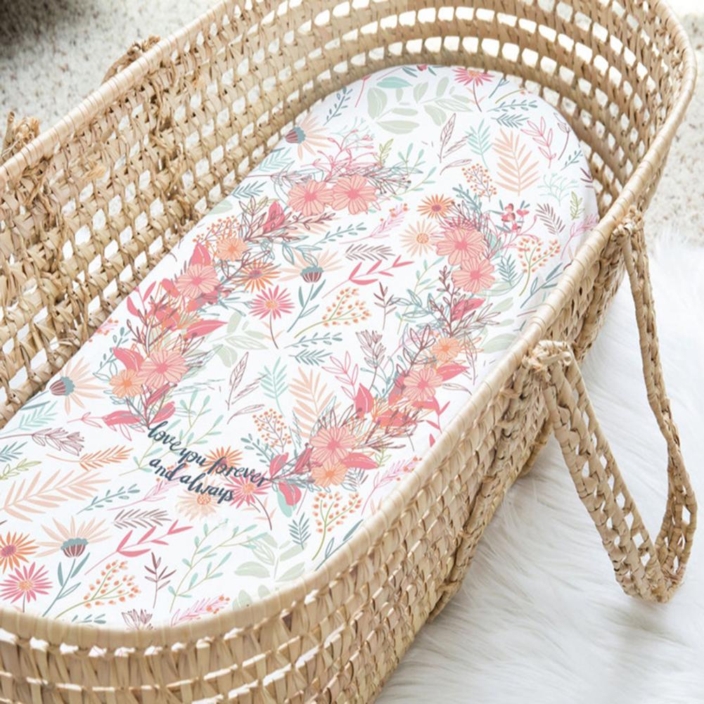 Funda de colchón con de flores, sábanas de cuna de LICRA extraíble para bebé, accesorios infantiles