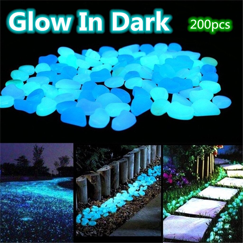 200pcs Garden Decorative Pebbles Glow In The Dark Luminous Pebbles Stones for Walkways Yard Path Patio Lawn Decor #LR3