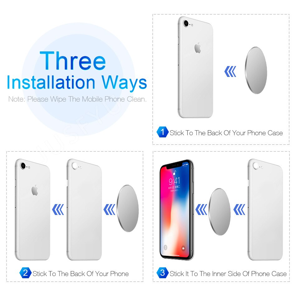 3M Metal Plate Disk iron Sheet For Magnet Mobile Cell Phone Holder For Magnetic Car Air Vent Mount Phone Stand Mount Support