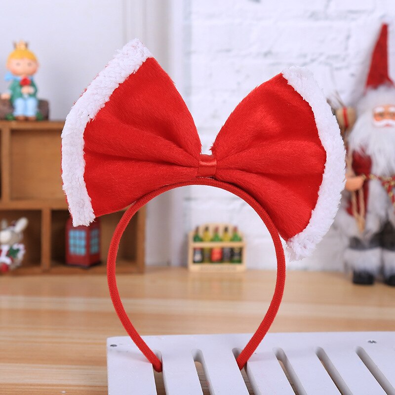 Christmas Big Bowknot Headband Hat Fancy Dress Hat Reindeer Antlers Santa Xmas Kids Adult Headwear Caps Party: type B