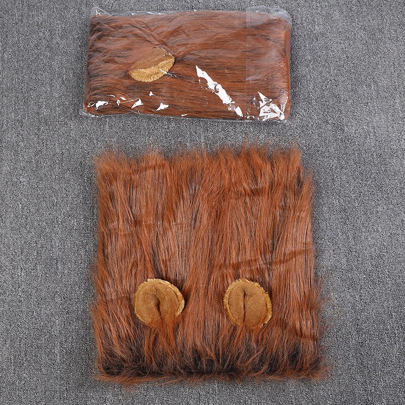 Peluca de Melena De León para perro, ropa de Cosplay con cola para perros, gato, decoración para , peluca, sombrero, disfraz, juguete, accesorios para mascotas: Dark Brown / 16cm