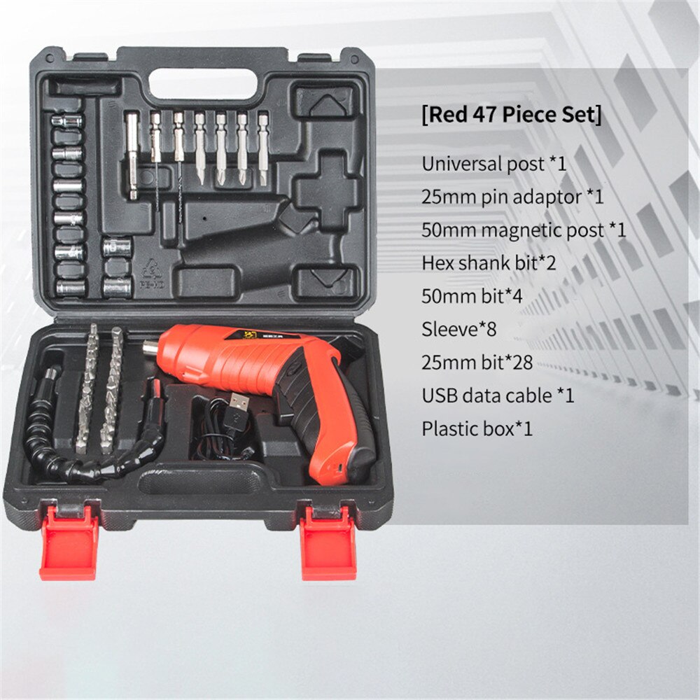 3.6V Cordless Mini Electric Screwdriver Shape-shifting Rechargeable Lithium Battery Two-way Switch Home DIY Set Power Tool Metal