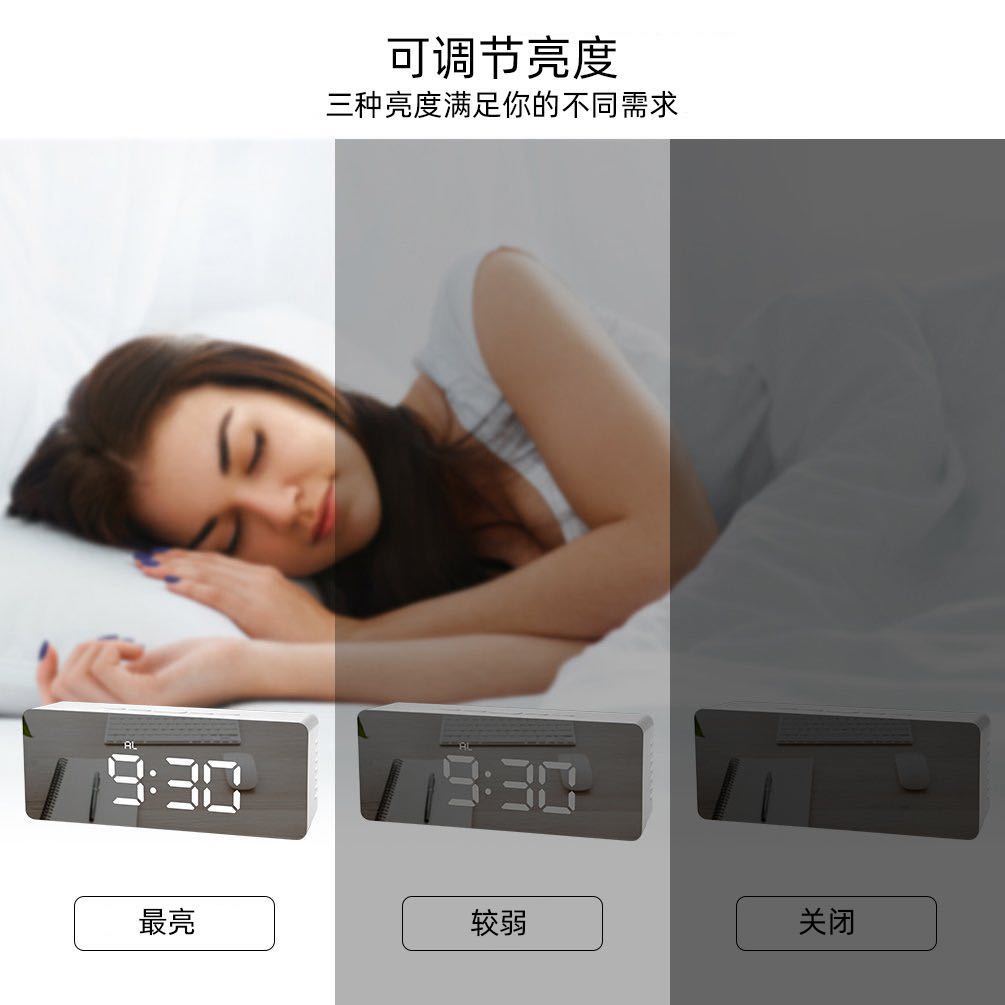 LED Alarm Clock Watch Table Voice Control Digital Wood Despertador Electronic Desktop USB/AAA Powered Clocks Table Decor