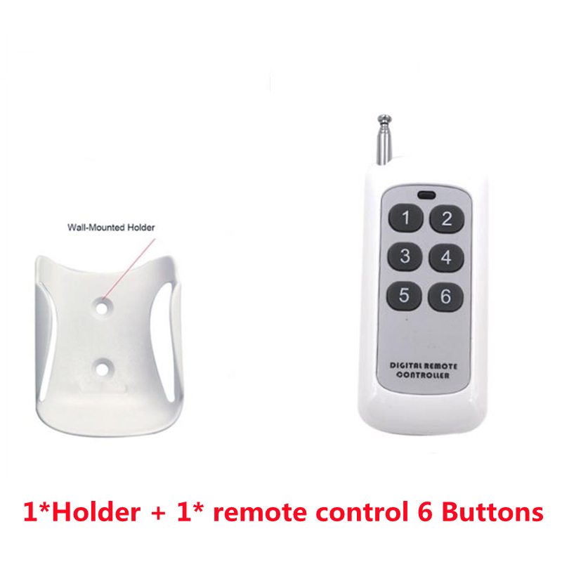 Universal 433Mhz Wireless RF Remote Control Learning Code Transmitter 2/4/6/8 Button Long Range For Smart HomeGarage Door Opener: 6CH add Holder
