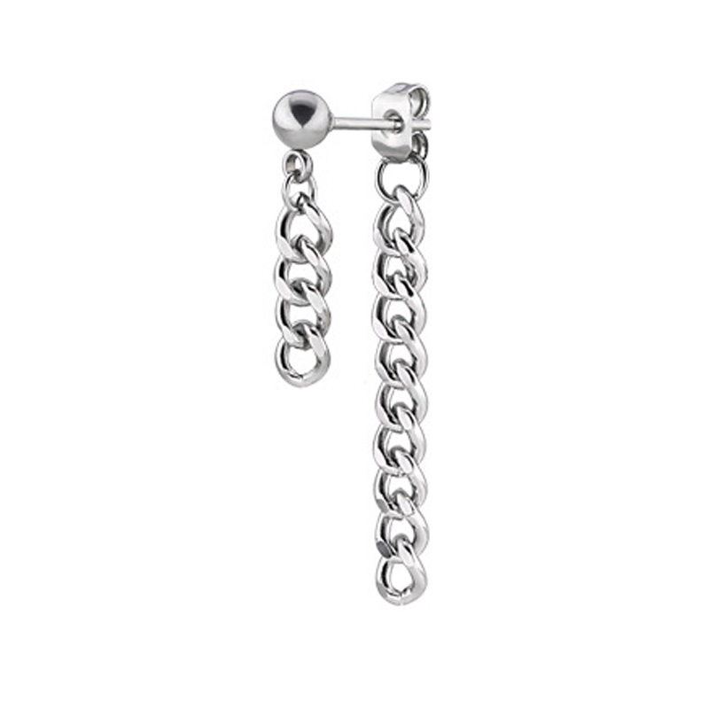 1Pc Ketting Stud Oorbellen Brincos Mode Oorbel Rvs Koreaanse Vrouwen Mannelijke Oorbellen Voor Mannen Zwart Punk Sieraden: 1 Silver