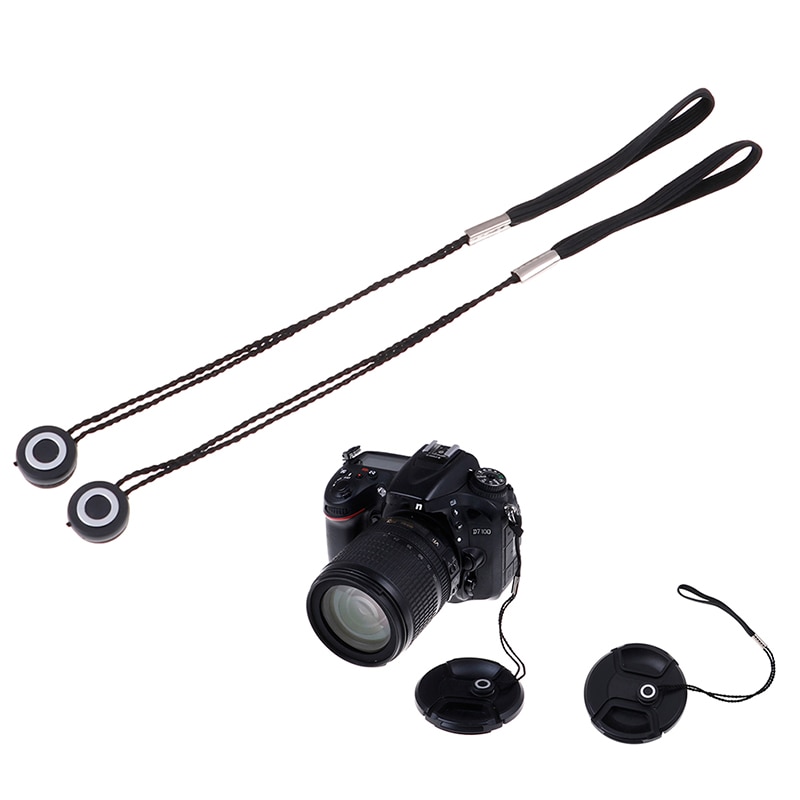 2Pcs DSLR Lens Cover Cap Holder Keeper Strap Cord String Leash Rope For DSLR Digital Film Camera