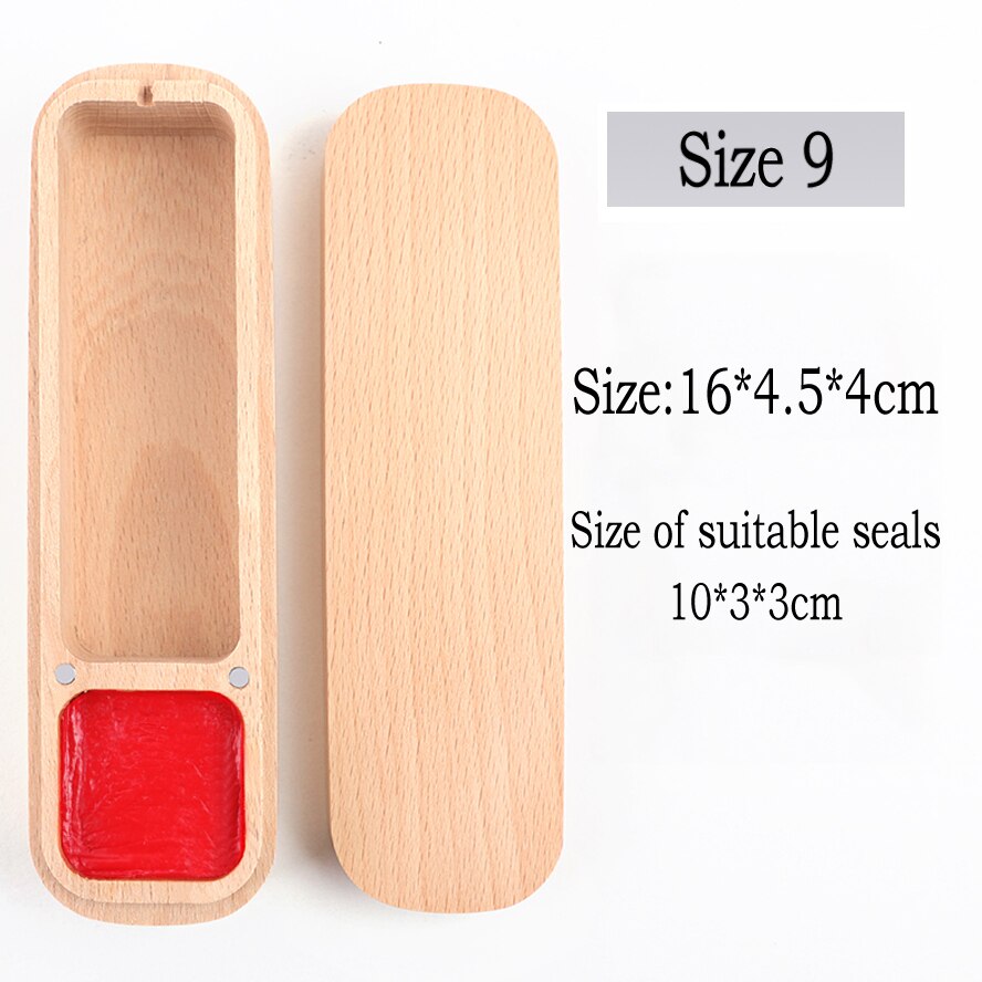 Natural Beech Seal Box Portable Stamp Storage Box Red Inkpad Art Painting Calligraphy Supplies Box: Size 9