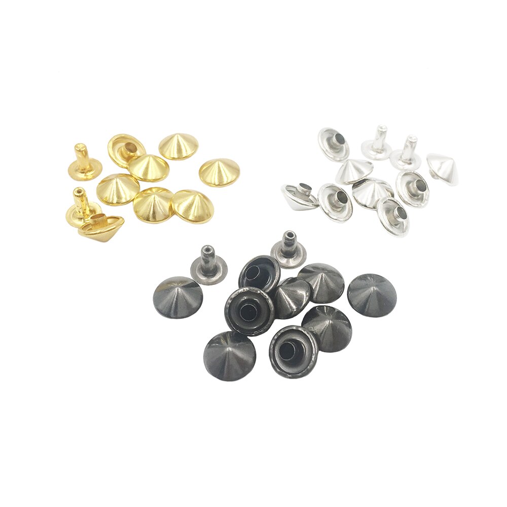 Juego de remaches rápidos de tipo Cono de Metal de 10mm, tachuelas de cabeza de aguja, pulsera con pinchos para ropa, remaches para ropa DIY, para bolsa de ropa, 100 juegos