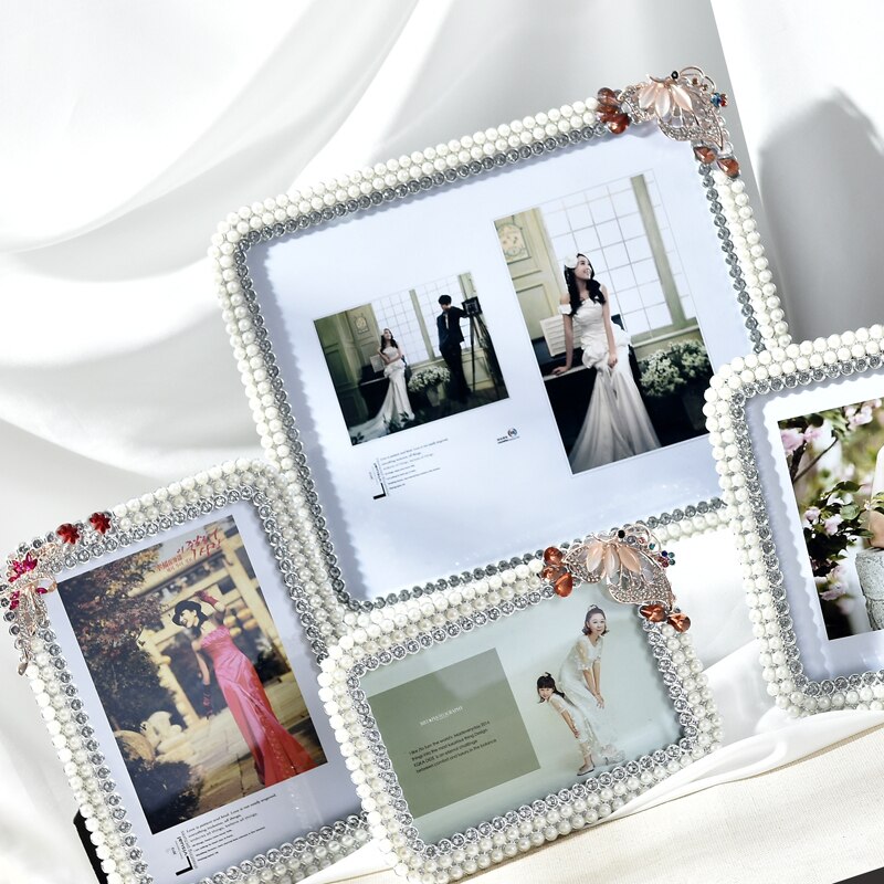 European Style Photo Frame Wedding Photo Frame Household Bedroom Living Room Decorations Rhinestone Edging Photo Frame