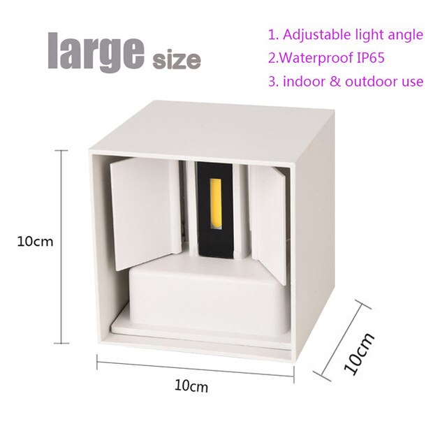 Modern 12W COB LED Wall Lamp waterproof Indoor Outdoor Simple Style Aluminum Wall Lights for Bedroom Hallway Porch Balcony: Big white / Warm White (2700-3500K)