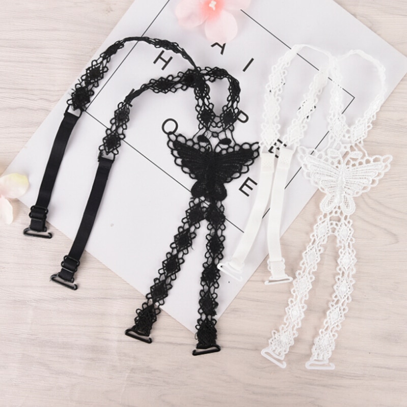 1pcs White&Black Lace Bra Straps Butterfly Flower Cross Back Lady Girl Bra Straps Decoration Shoulder Straps Necessary