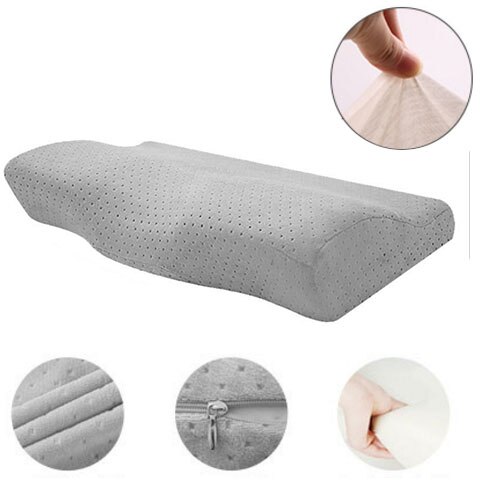 Memory Foam Bedding Pillow Neck protection Slow Rebound Memory Foam Butterfly Shaped Pillow Health Cervical Neck size in 50*30CM: Light Grey