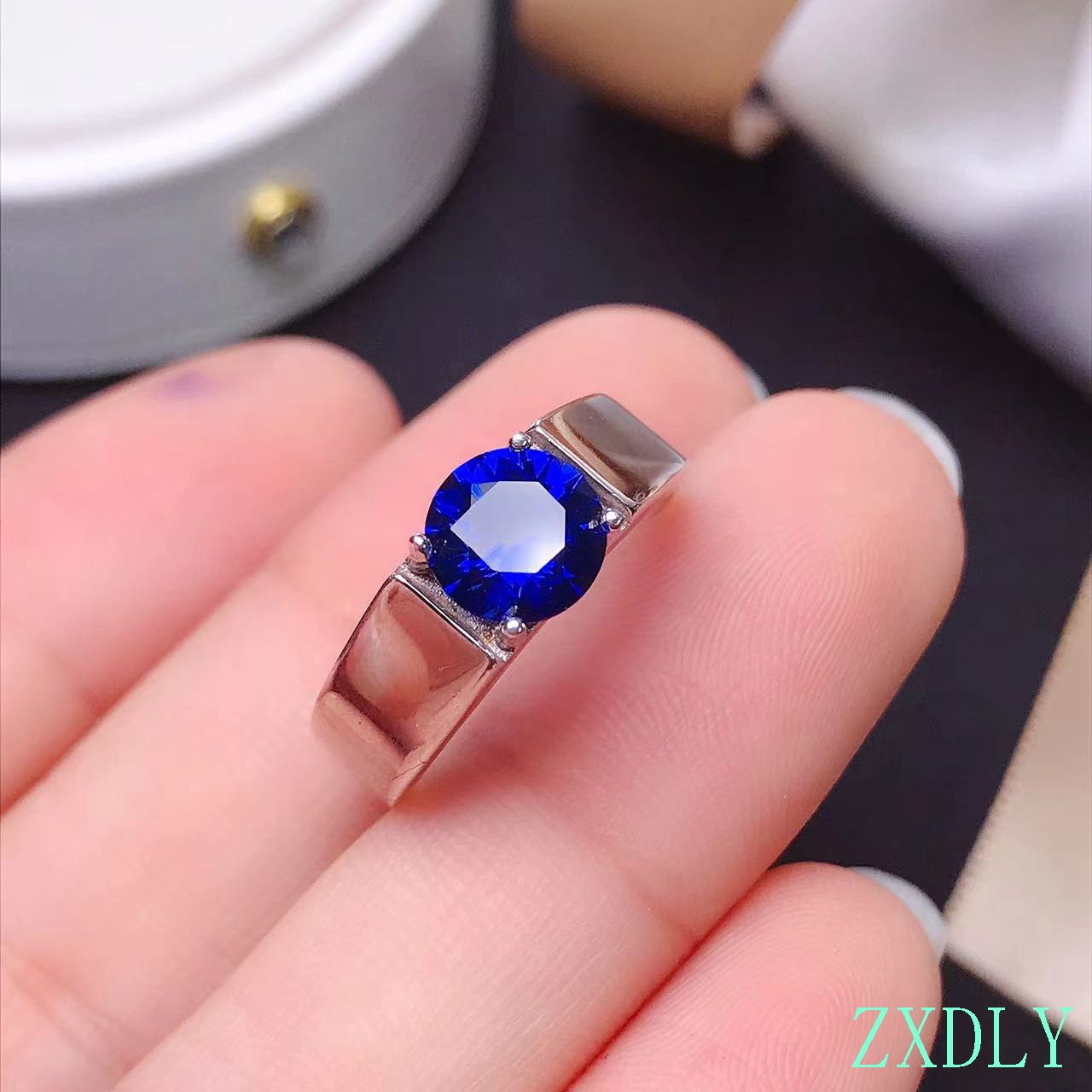 Anillo de zafiro Natural 2022 clásico para mujer y hombre, joyería de plata 925 auténtica, buen , sin signo, anillo de compromiso para boda