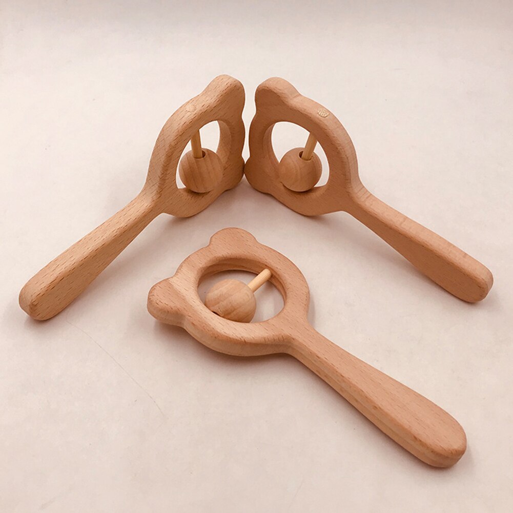 Baby Toys Wooden Teether Rattle Wooden Bracelet Hand Teething Rattles Musical Chew Play Gym Stroller Toys Children Teething Toy