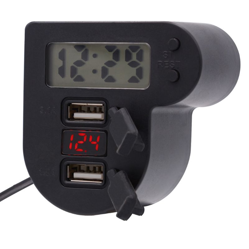 Wasserdichtes 12v motorrad-doppel-usb-ladegerät mit zeitschaltuhr 24v led-voltmeter, ein-/ausschalter, netzteil für mobiltelefone
