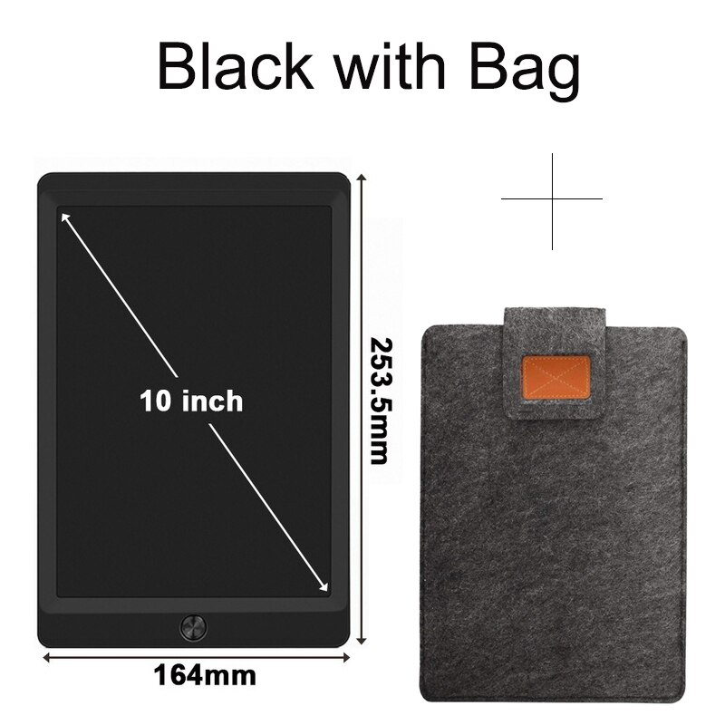 Tekening Pad Lcd Schrijfbord Tablet 10 Inch Art Digitale Elektronica Grafische Draagbare Met Schakelaar Stylus Pen Voor Kids: Black with Black Bag