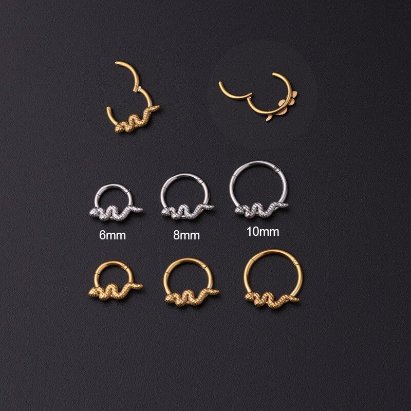 1Pc 16G Rvs Snake Hoop Earring Scharnierende Segment Clicker Ring Neus Septum Piercing Helix Kraakbeen Earring Boby sieraden