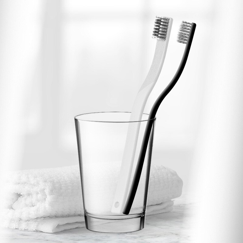 Brosse à dents en spirale en charbon de bambou, outil à dent avec Carton noir et blanc, pour adulte, poils souples,