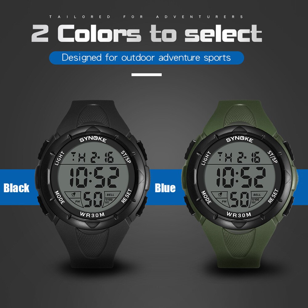 SYNOKE Multifunctionele 30 M Waterdicht Horloge LED Digitale Dubbele Actie Horloge