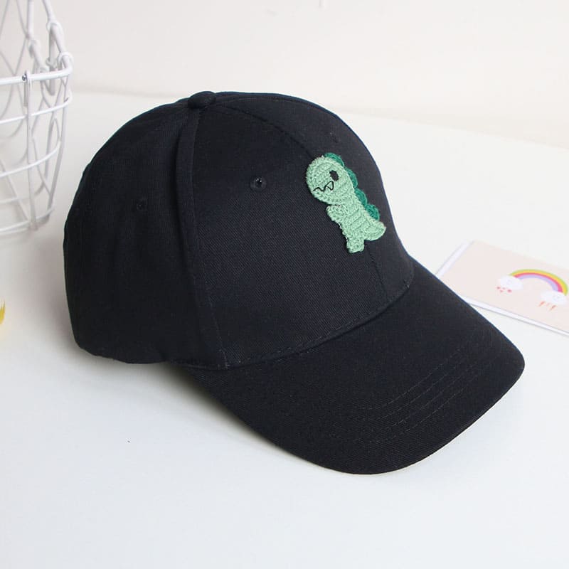 Berretti da Baseball per bambini di dinosauro del fumetto cappelli da sole per bambini in cotone morbido per bambina cappello da sole primavera estate cappelli per bambini regolabili all&#39;aperto: black