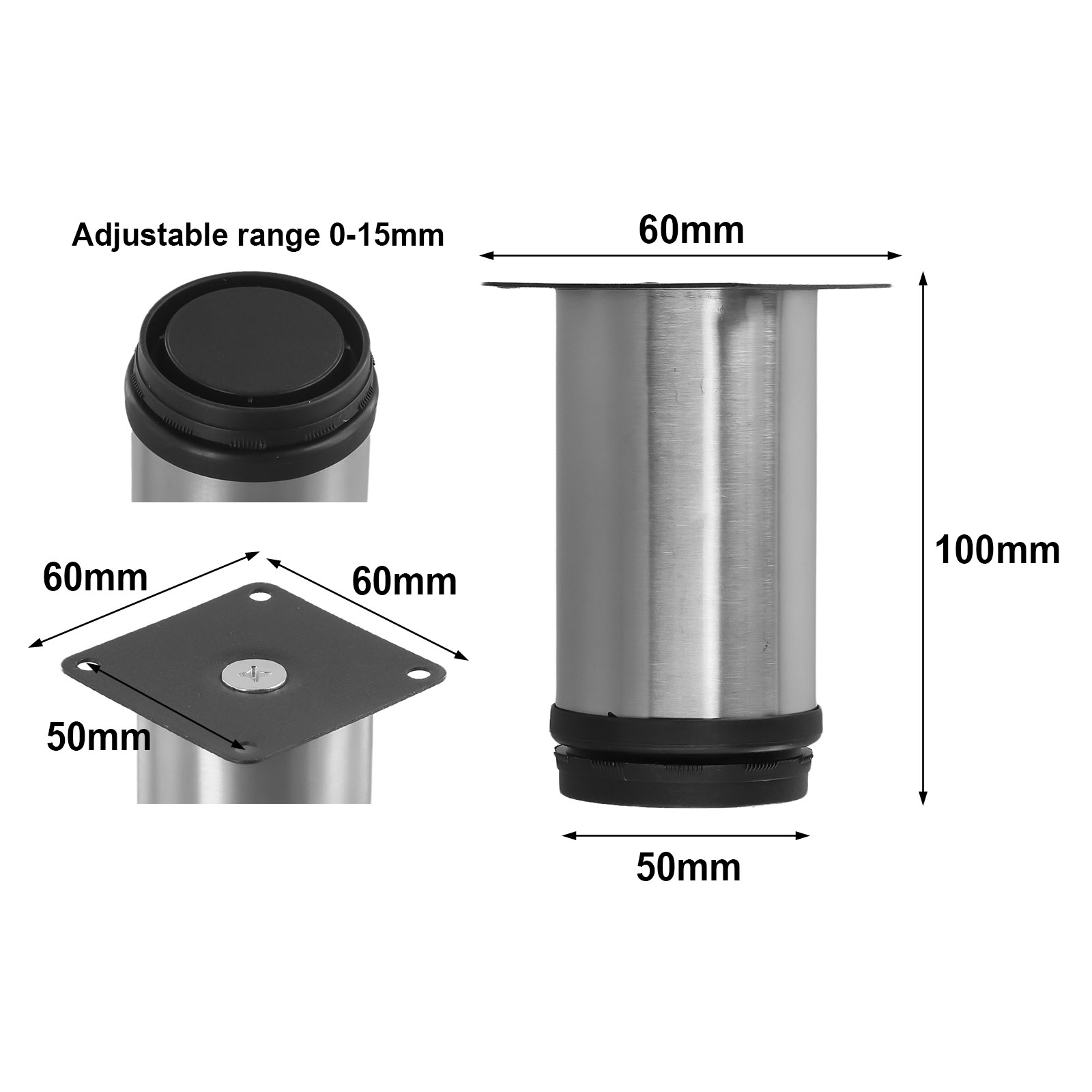 Adjustable Furniture Leg 6/8/10/12/15cm Stainless Steel Sofa Legs Furniture Legs Cabinet Support Leg Coffee Table Feet Hardware