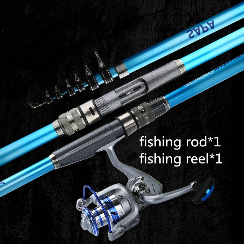 Carbon Telescopic Rock/sea Fishing Rods Spinning Rod Taiwan Fishing Rod Carp Lure Fishing Rods Set Fishing Rod Reel Combo: Sky Blue / 3.0m