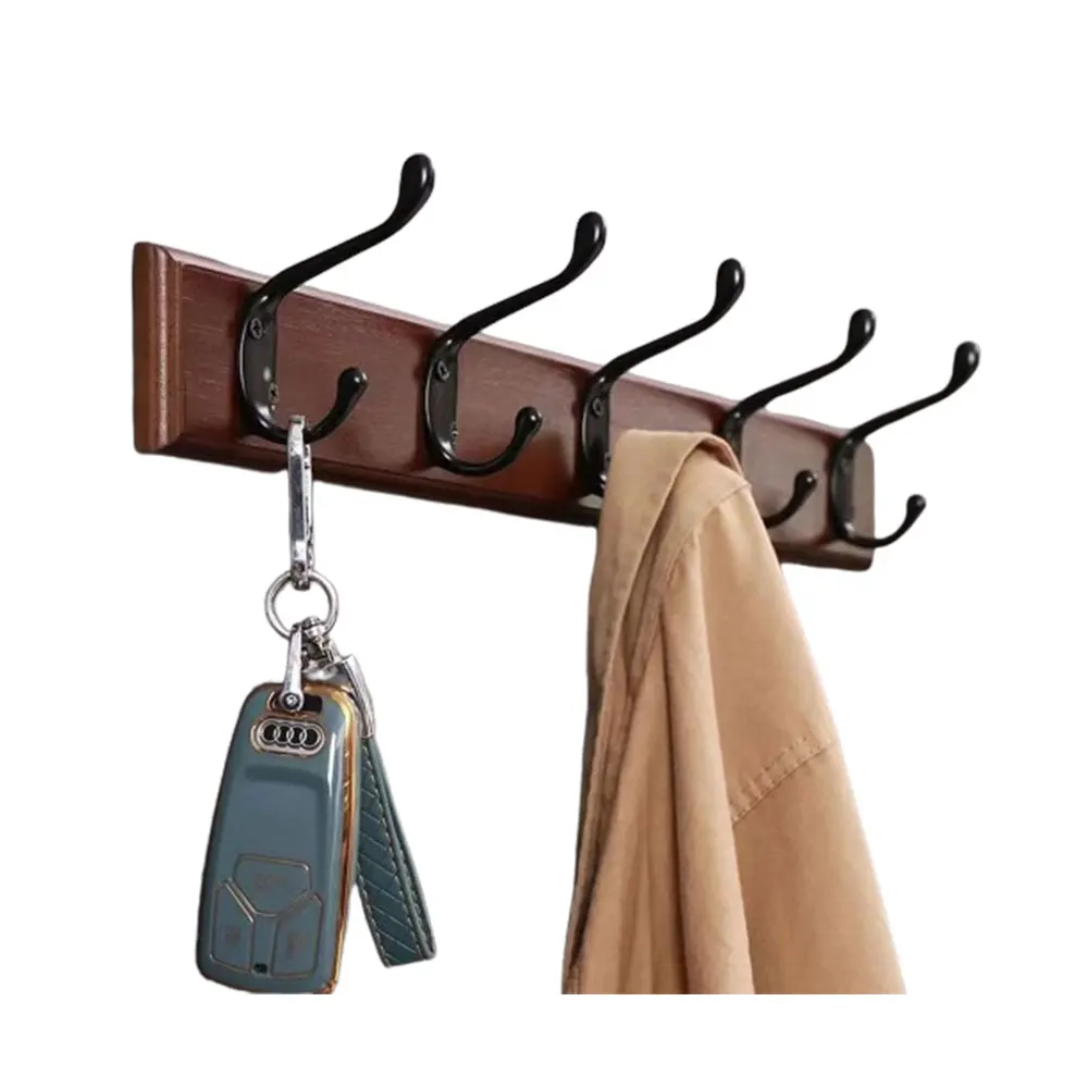 Perchero de pared de madera maciza con ganchos, colgador de ropa para sombreros, organizador de armario, muebles Perchero para pasillo, decoración de entrada montada