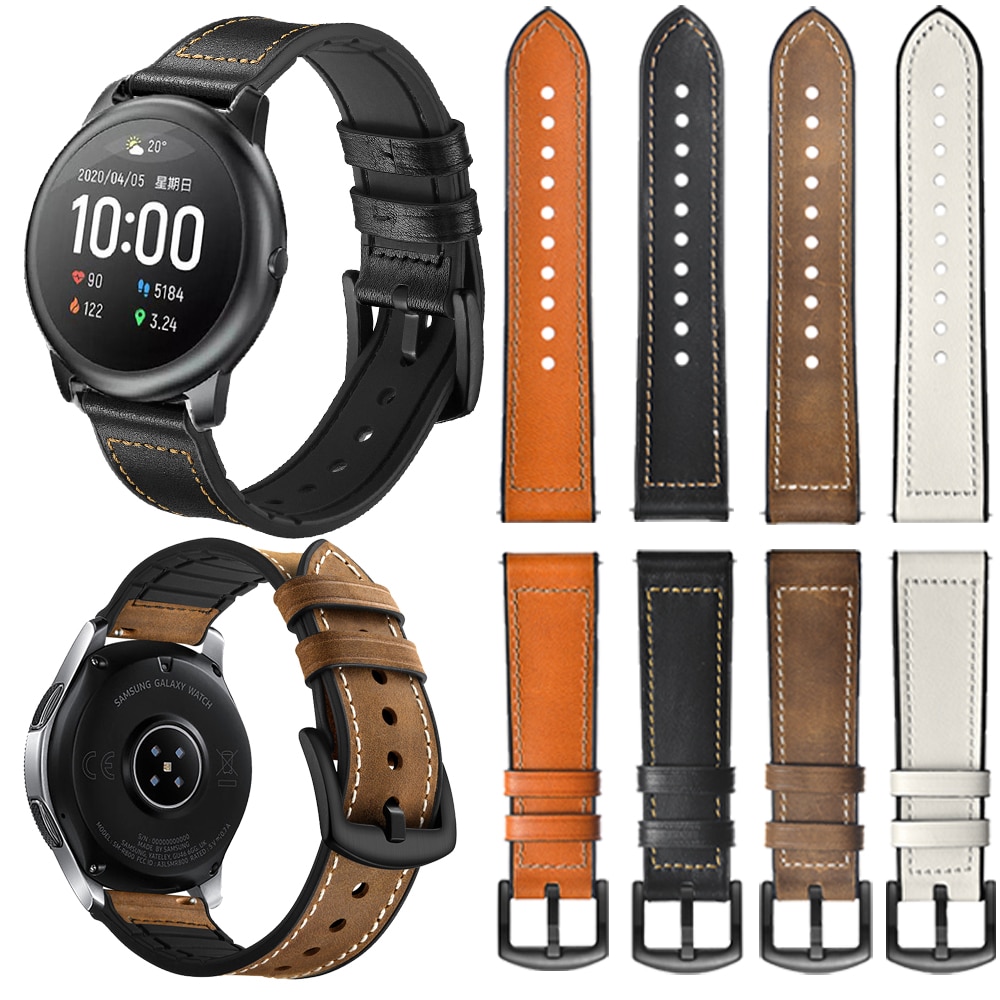 20/22mm Camouflage strap for Xiaomi Haylou Solar LS05/watch color Leather wristband for Huami Amazfit GTR 42/Bip GTS accessories