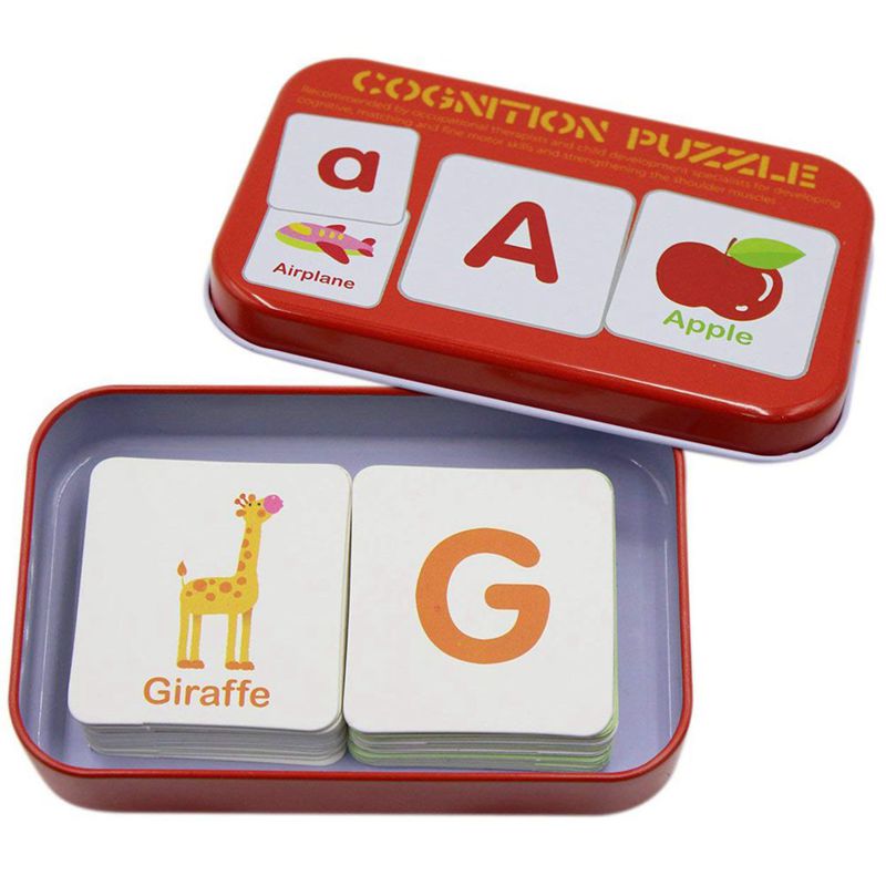 Anti-scheur flash cards leren alfabet puzzelkaarten, matching puzzle cognitieve vroege educatieve leerspeelgoed mentale opslag b: Default Title