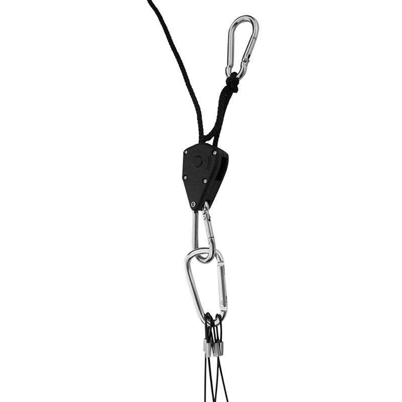 Trinquete de cuerda de polea de 1/8 pulgadas, colgador de bloqueo pesado, tienda de campaña de elevación para cordón, ventilador de habitación, cultivo de plantas, Camping y senderismo, 2 uds.