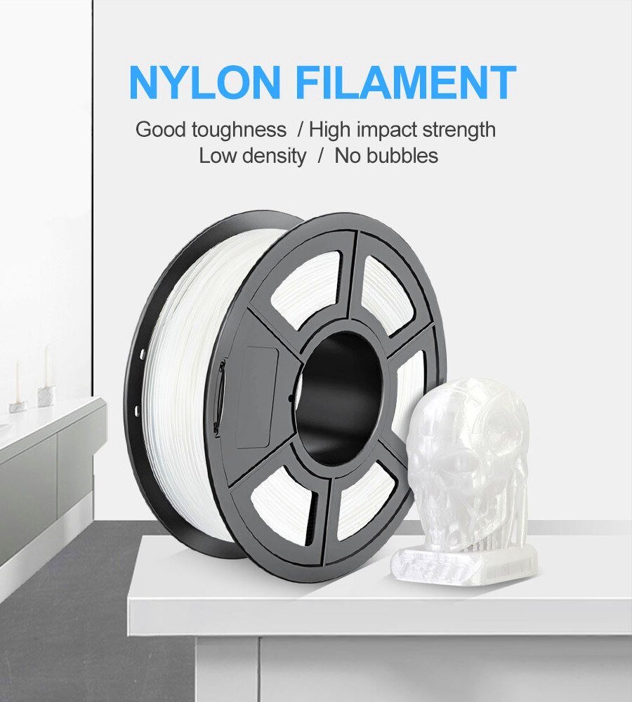 1.75mm 1KG/500g/250g PA Nylon 3D Printer Filament High Tensile Strength Nylon Filament Good Flexibility 3D Printing Material