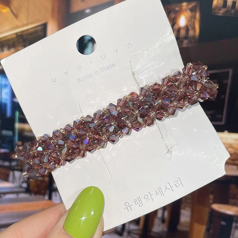 Moda cristal primavera grampos de cabelo pinos contas artesanais presilhas de cabelo para mulheres menina moda simples acessórios para o cabelo headwear: CÉU AZUL
