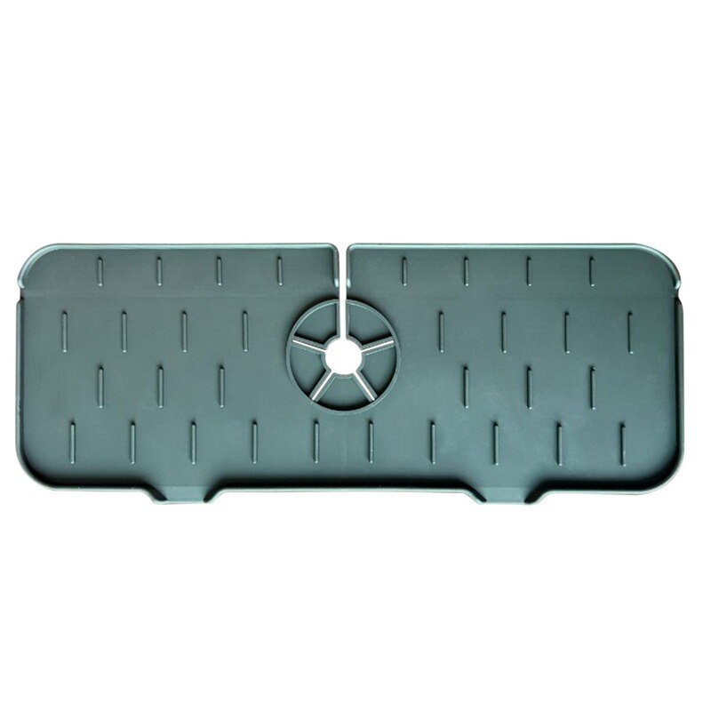 Silicone Faucet Mat For Kitchen Sink Splash Guard Bathroom Faucet Water Catcher Mat Sink Draining Pad Behind Faucet: A-Gray